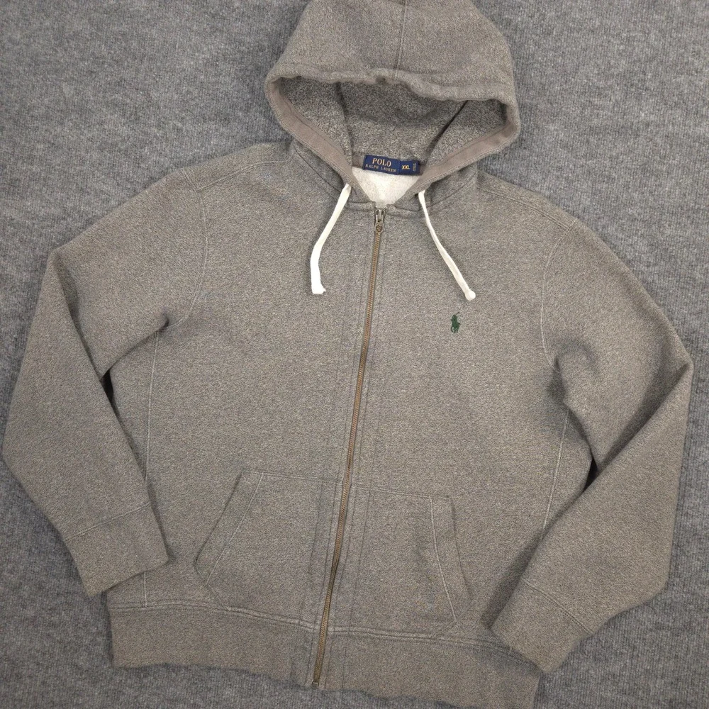 Polo Ralph Lauren Hoodie Mens XXL Alaskan Heather Full Zip‎ Fleece Heavyweight